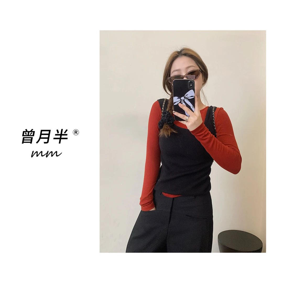 曾月半mm清仓《胶囊背心》内搭叠穿系羊毛方领宽肩针织背心！ZZ53