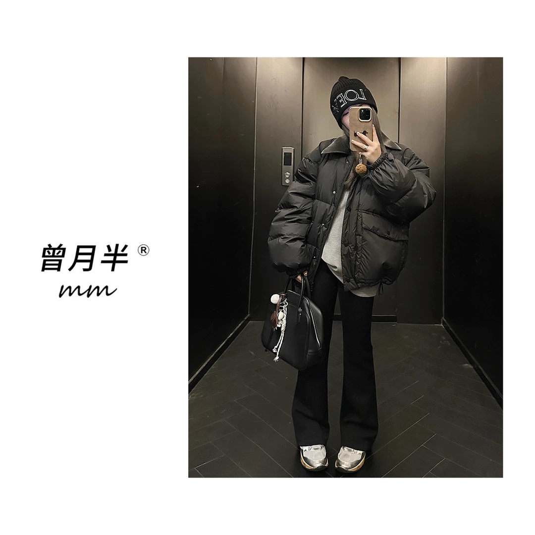 曾月半mm清仓 《缪女孩保命版》新国标90黑骑士领拼接羽绒服！ZS922