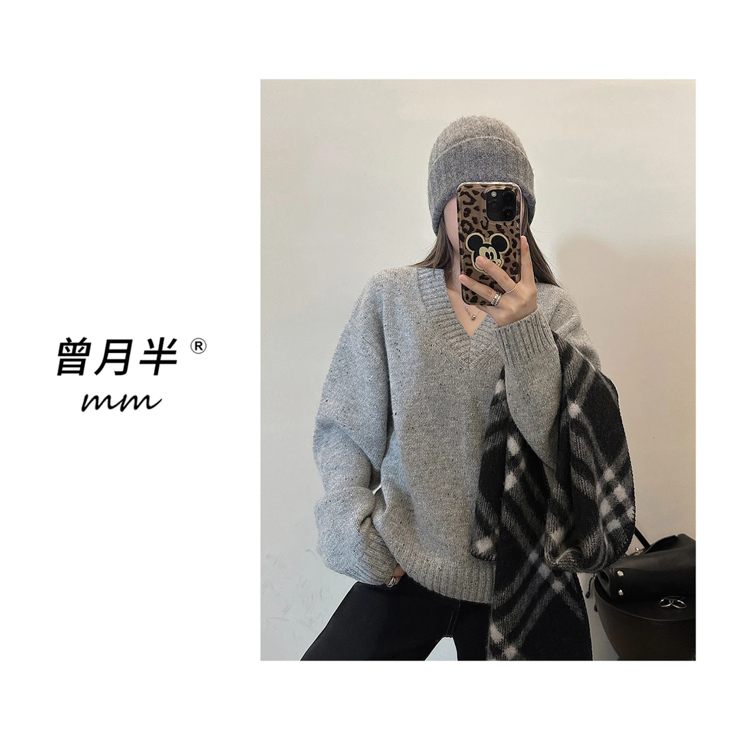 曾月半mm清仓《老钱经典》18支双股羊毛点子纱长袖大毛衣！ZS878