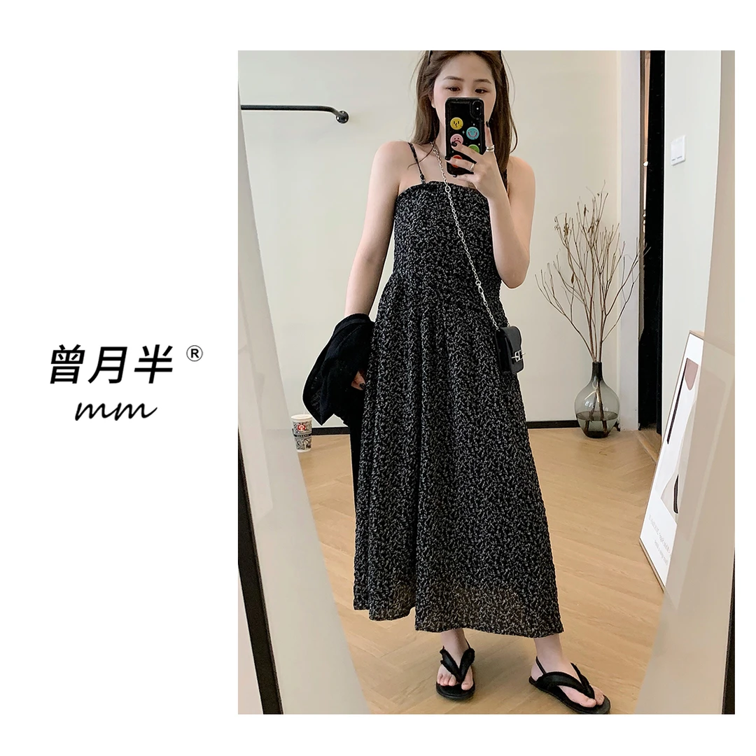 曾月半mm清仓《洋房花卉》精致线褶皱吊带连衣裙！ZL34