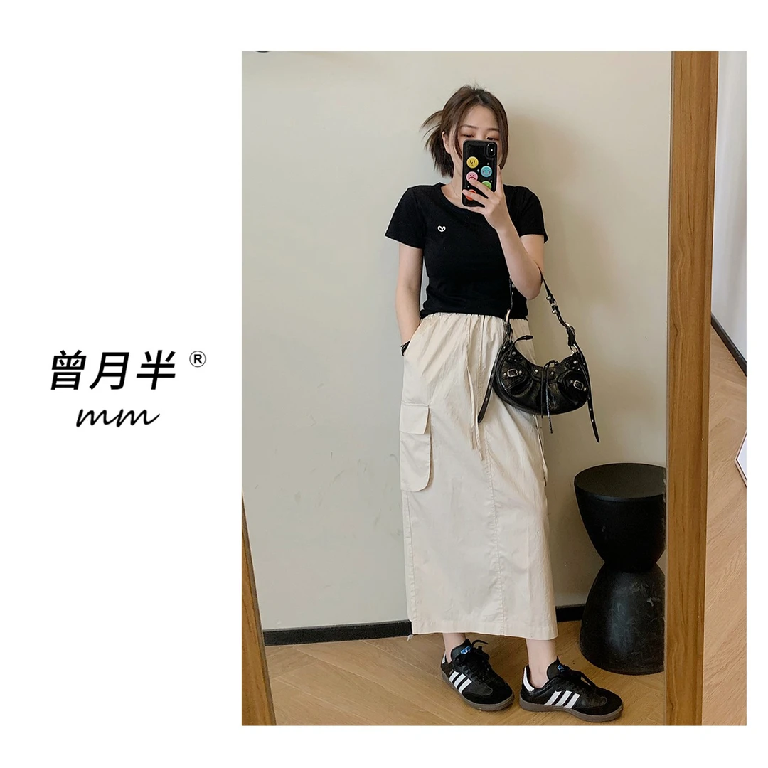 曾月半mm清仓《机能少女》稀有色纸感工装半裙！ZQ22