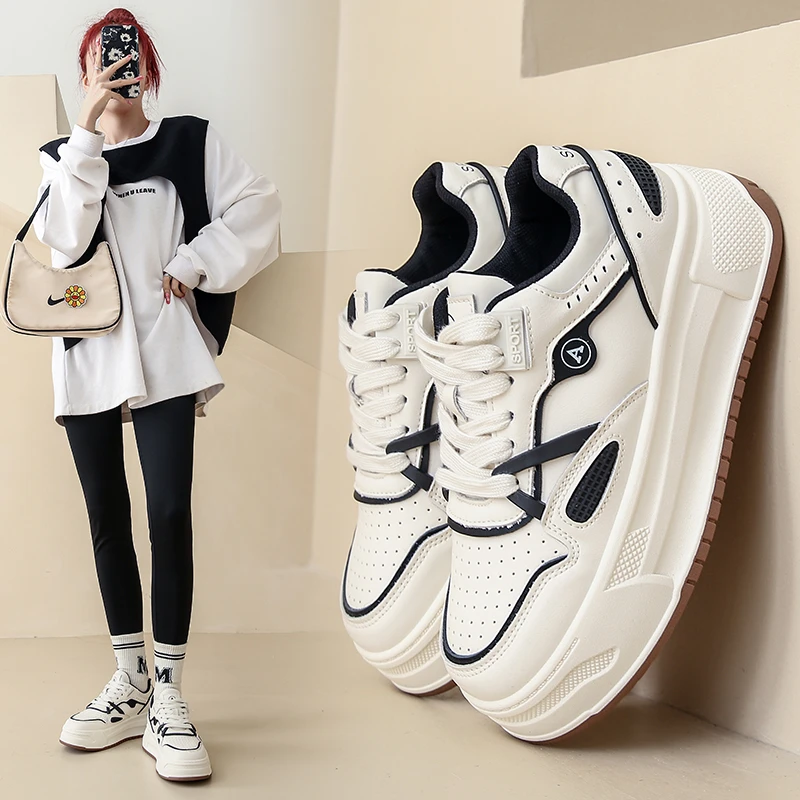 2023秋季新款韩版ins小白鞋女学生厚底百搭潮休闲板鞋子女C11