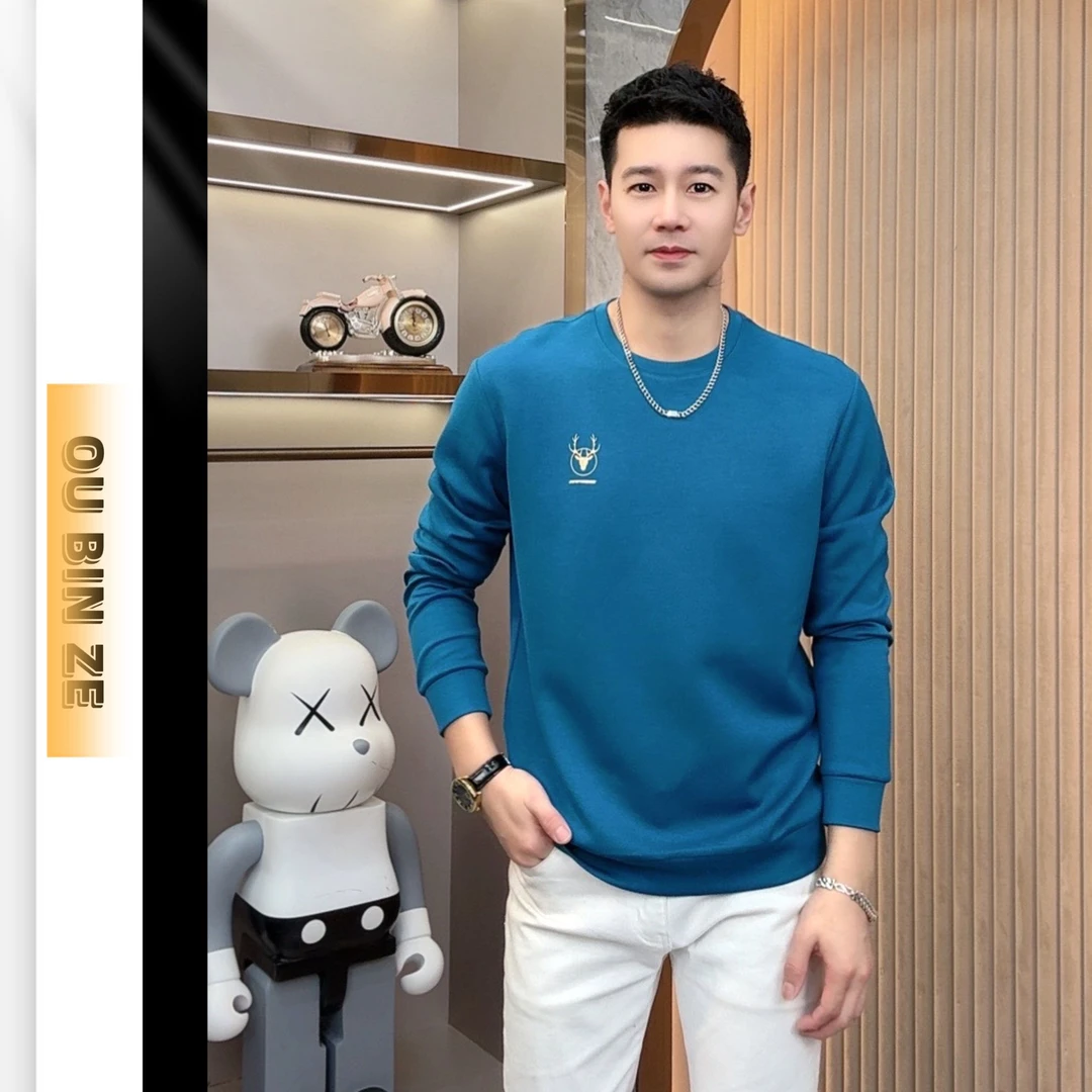 欧彬泽【鹿鹿有为】欧货莫代尔长袖打底T恤秋冬男装圆领休闲K5206Q