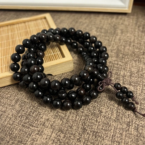 黑檀紫光檀0.8多圈佛珠瑕疵手串