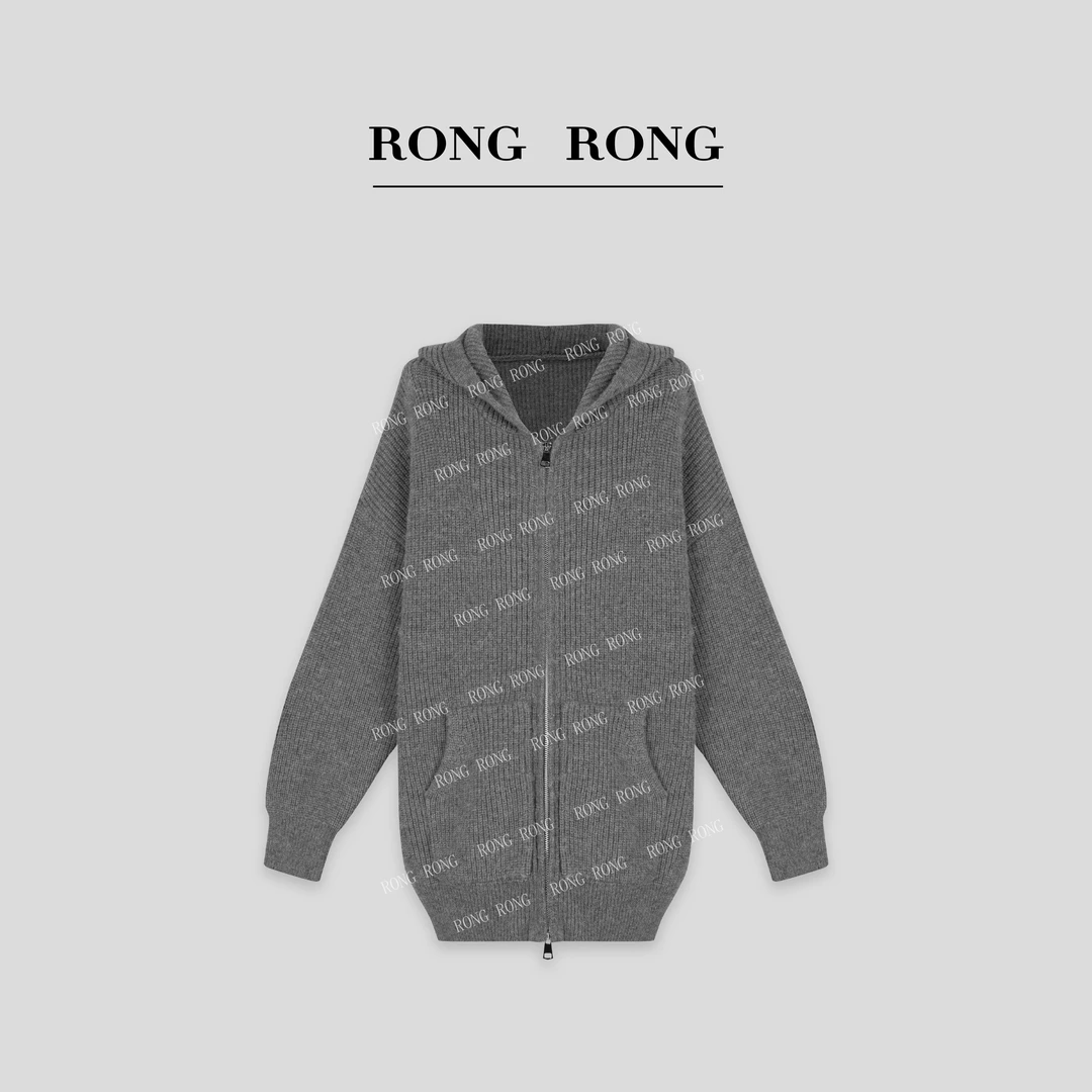 溶溶【灰雾沧海】RONGRONG  简约廓形极简风连帽针织外套RR8809