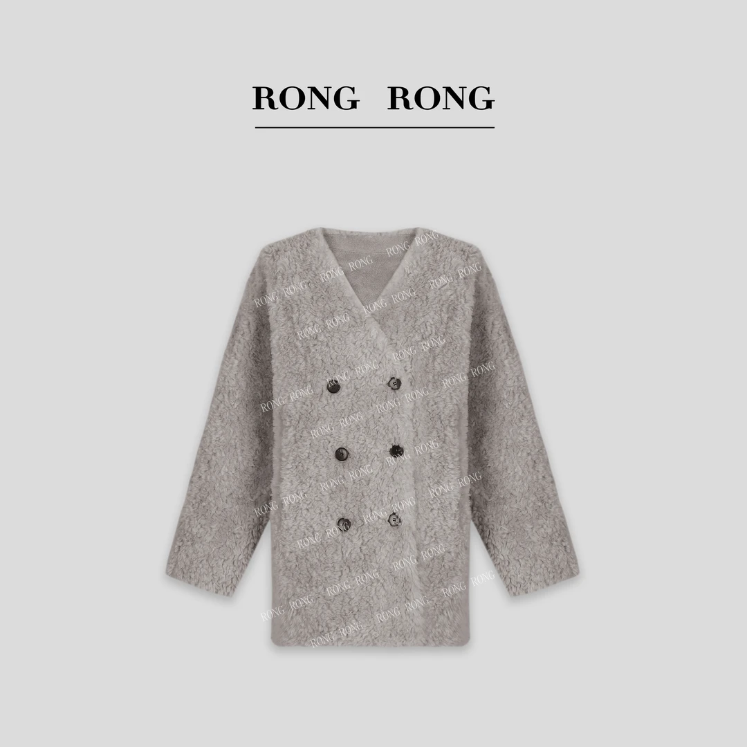 溶溶【庄园茶会】RONGRONG 100绵羊毛慵懒氛围感皮草外套 MYZC24337