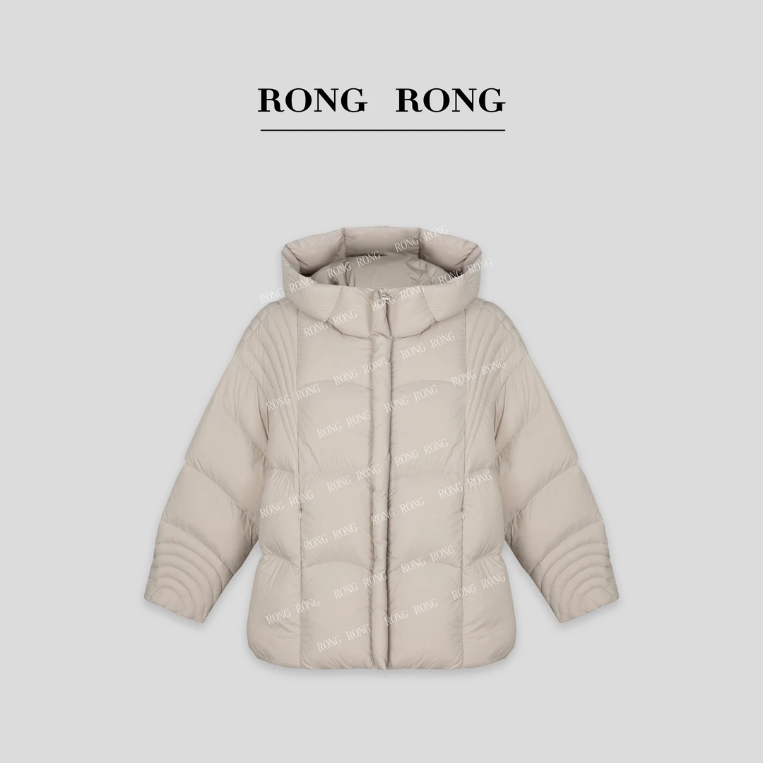 溶溶【慵懒基调】RONGRONG 90白鸭绒保暖立领连帽O型羽绒服160-666