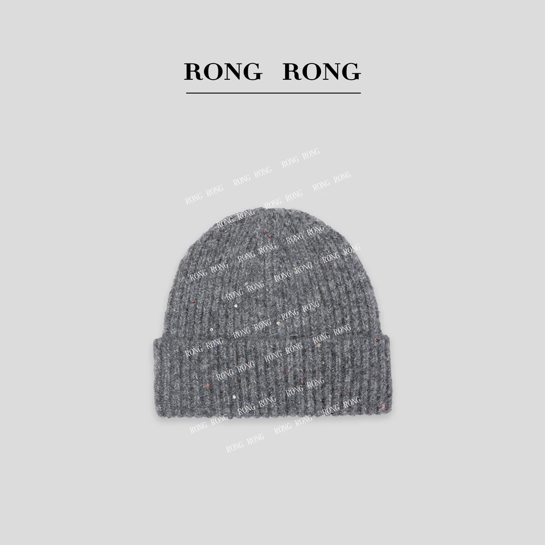 溶溶RONGRONG 绵羊毛亮片秋冬保暖氛围感针织帽RR8326