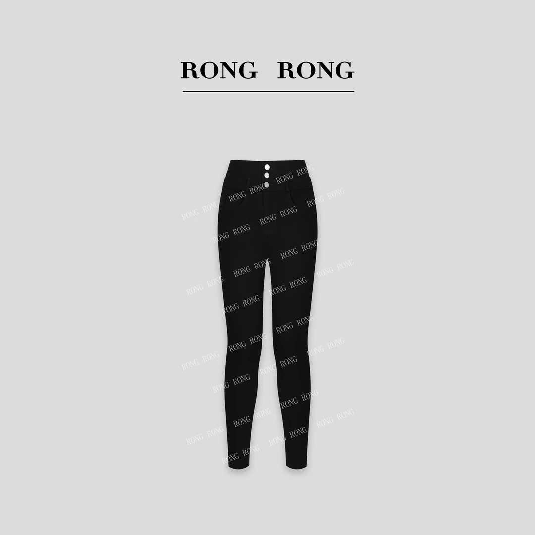 溶溶T【修腿小黑裤】RONGRONG  高腰零束缚修腿提臀高弹小脚裤 2139