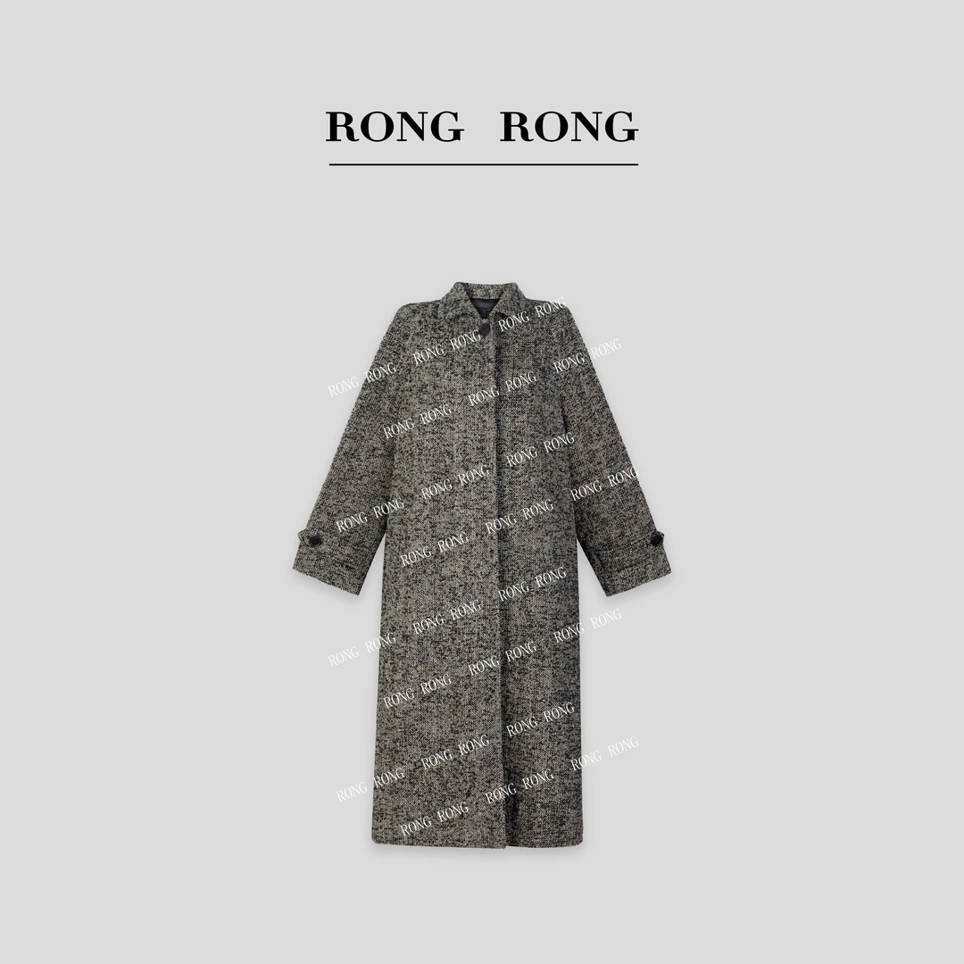 溶溶T【千金女主】RONGRONG 绵羊毛莱赛尔羊驼毛人字纹毛呢外套8113