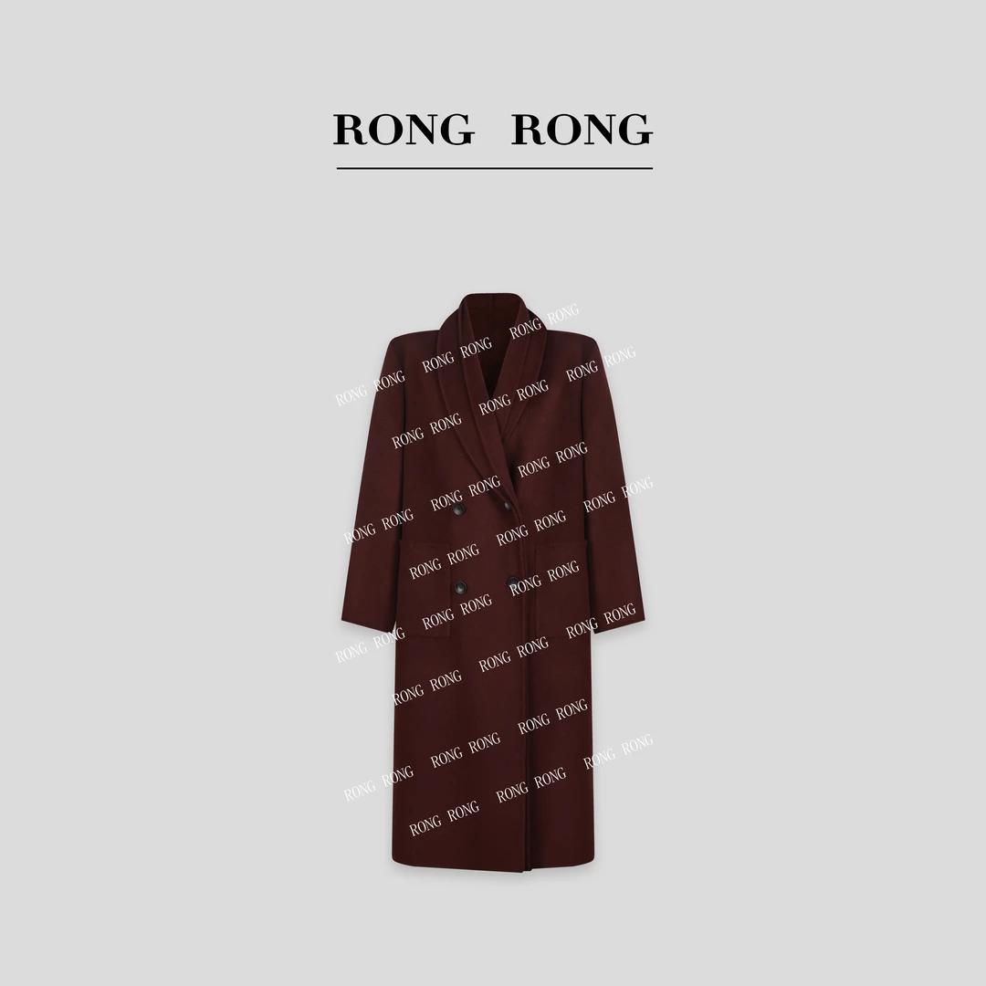溶溶T【老钱风大女主】RONG100绵羊毛假两廓形异色大衣SYB321636