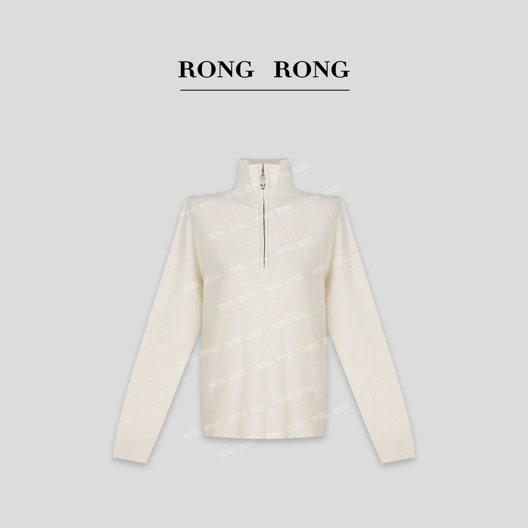 溶溶【色彩星稀】RONGRONG   100绵羊毛拉链款舒适半高领羊毛衫8009