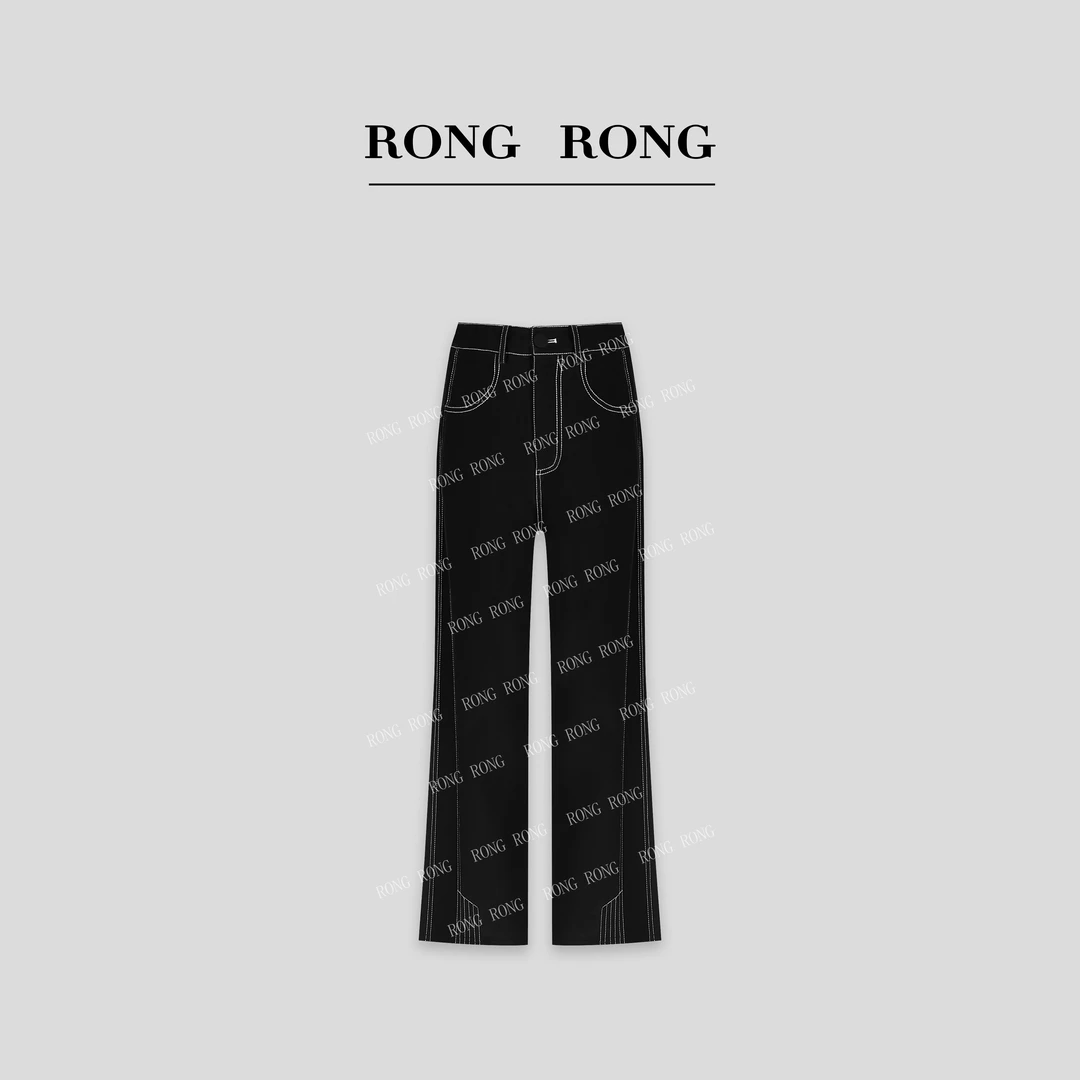 溶溶【压线阴影裤】RONGRONG 高弹修腿显瘦压线拼接烟管裤C-A208108