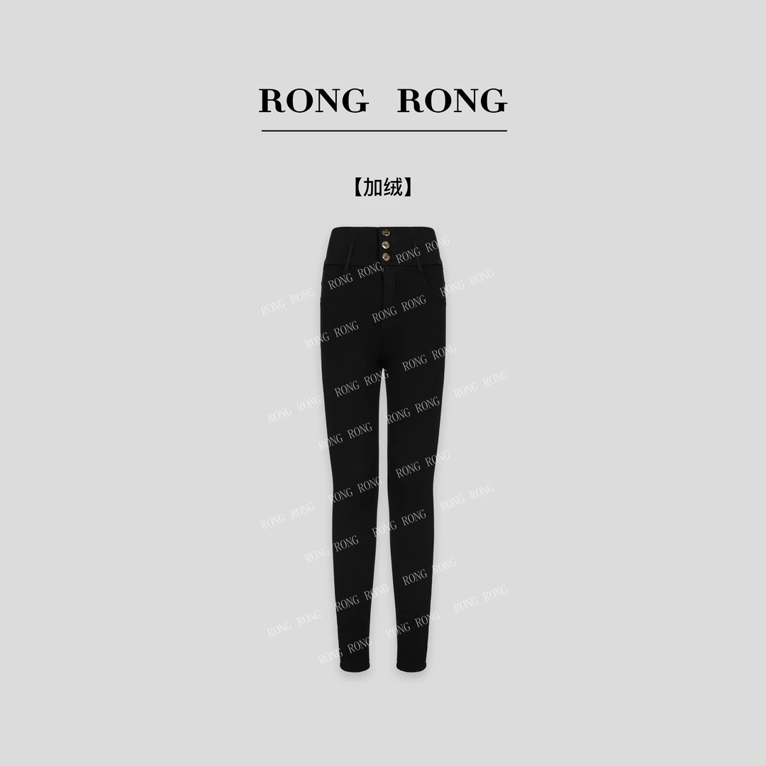 溶溶【保暖修腿神裤】RONGRONG  高腰收腹加绒保暖显瘦小脚裤 2218