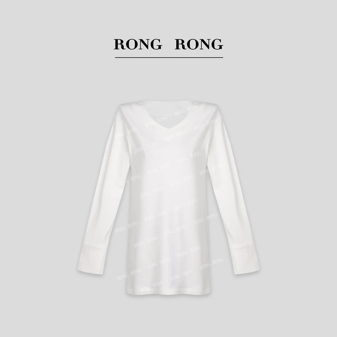 溶溶T【静奢秋意】RONG 莫代尔双面重磅针织V领保暖上衣 C-A8964590