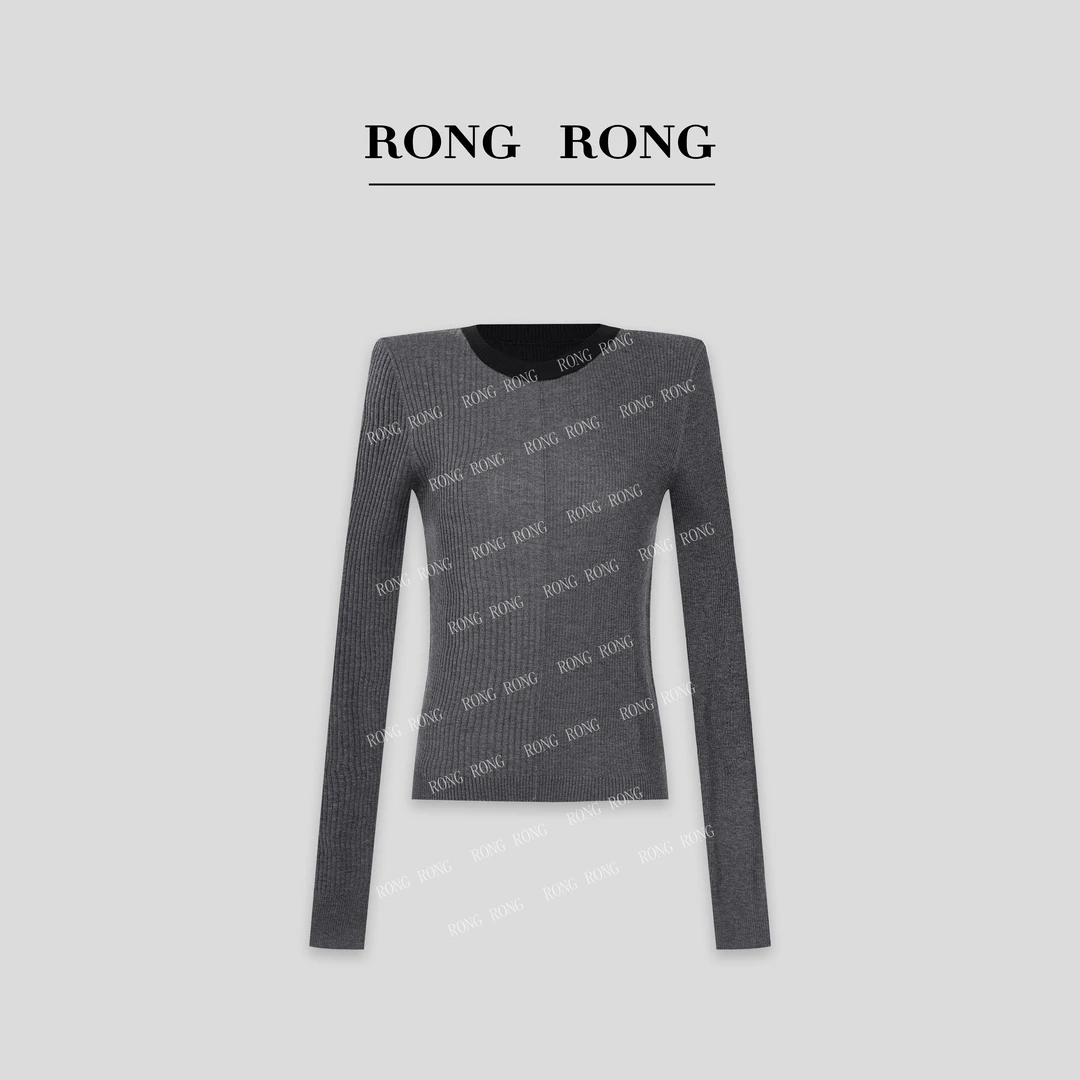 溶溶T【知性暖秋】RONGRONG 绵羊毛圆领立体感撞色保暖羊毛衫2358-1