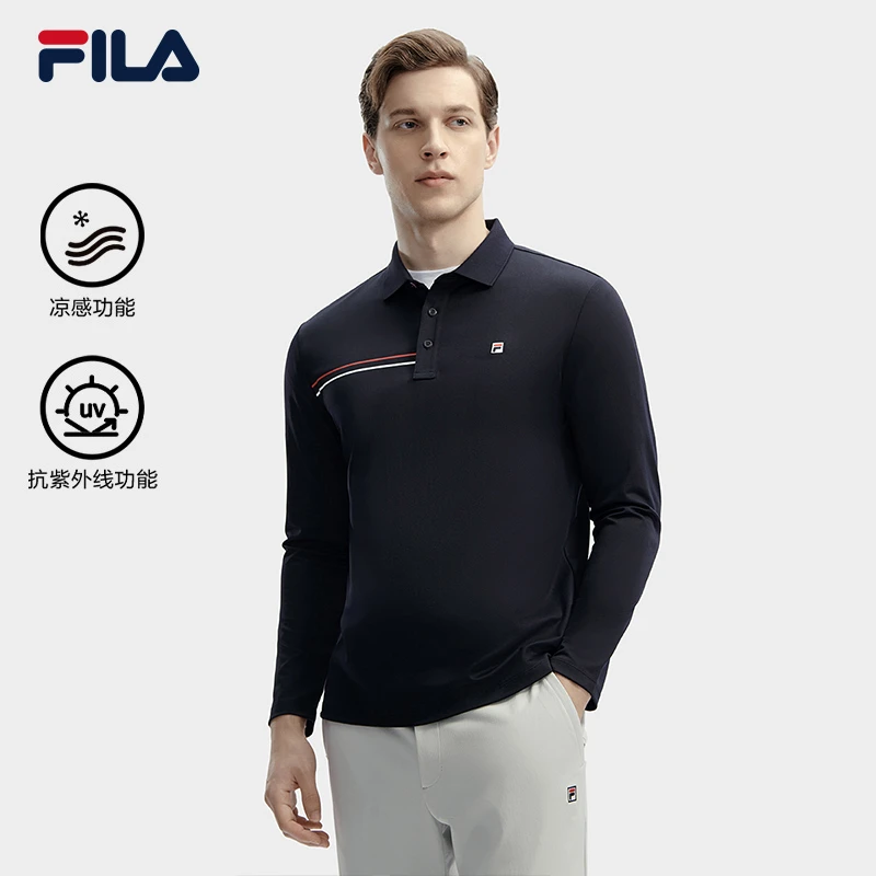 Fila/斐乐男士【经典商务长袖POLO衫】春季翻领休闲内搭F11M411201F