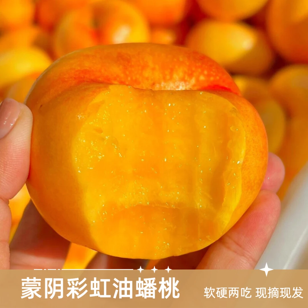 山东蒙阴彩虹油蟠桃净重4斤蟠桃新鲜桃子坏果包赔脆软两吃