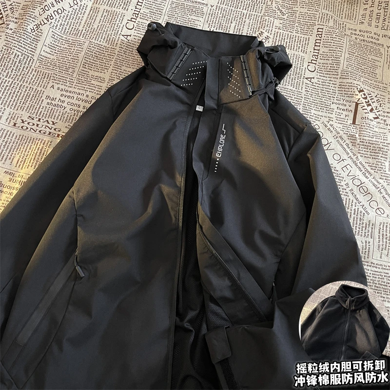 vintage美式三合一冲锋衣外套男款春秋户外潮牌情侣机能工装夹克