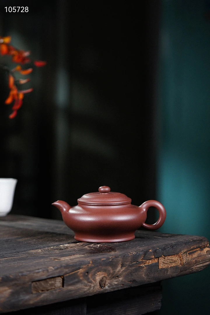 【虚扁壶紫砂壶】泥料：原矿底槽清容量：220cc左右红泥茶具泡茶壶