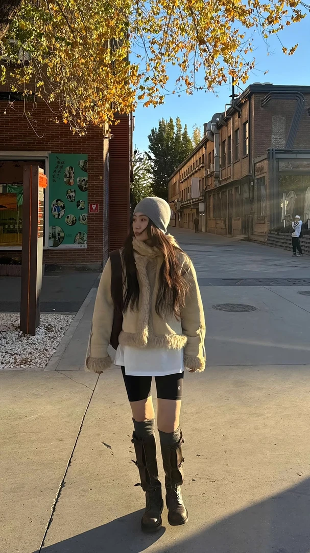 ONEXH·IN choose u2024年冬季柔软皮毛一套外套立领毛毛领机车服