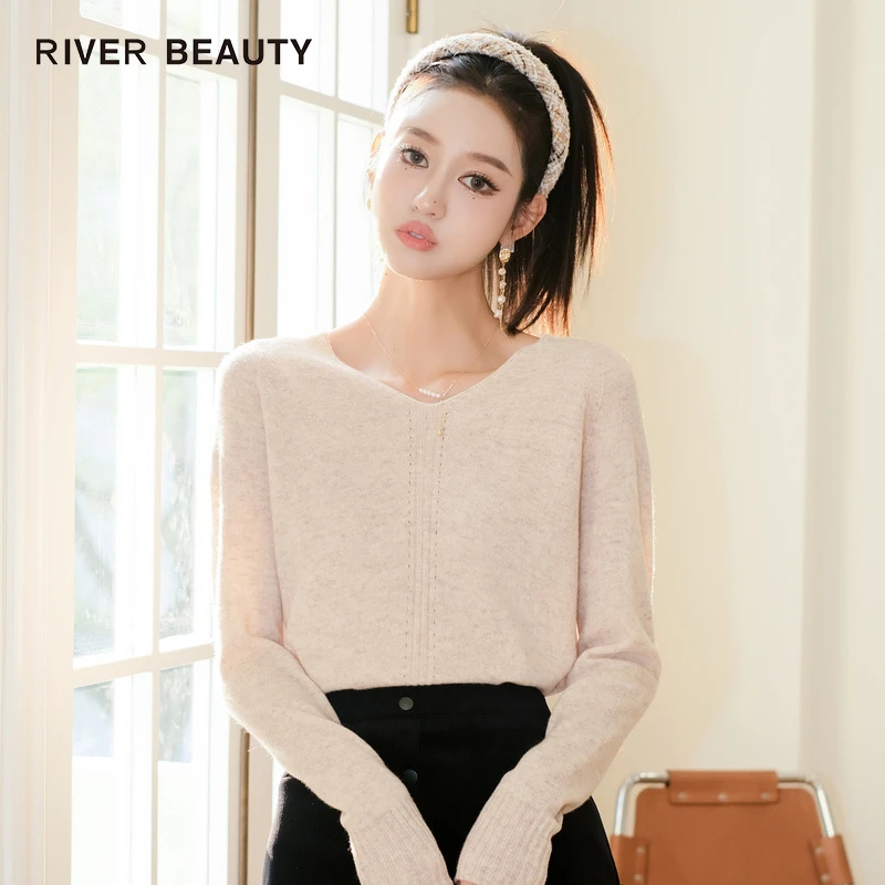 RB 时尚简约100%羊毛长袖毛修身针织衫  QM21422356