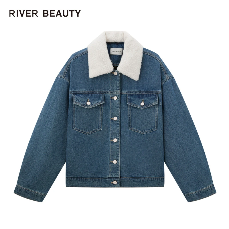 【黄蓉推荐】RB 休闲宽松时尚牛仔棉服潮流外套短款棉衣 RN22428605