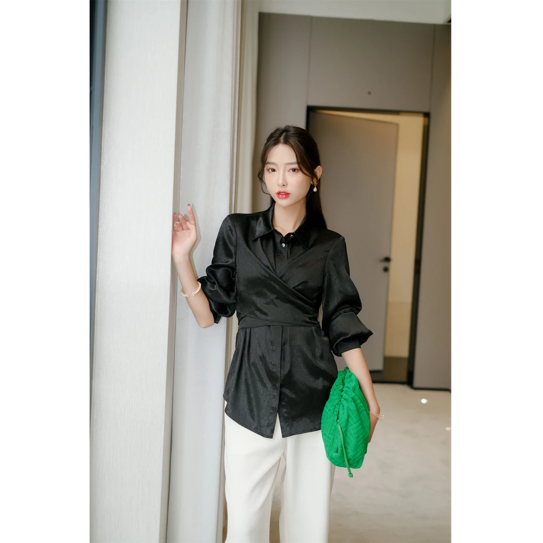 【小云总专属】RB 新款polo领设计感甜美衬衫 RC22157008