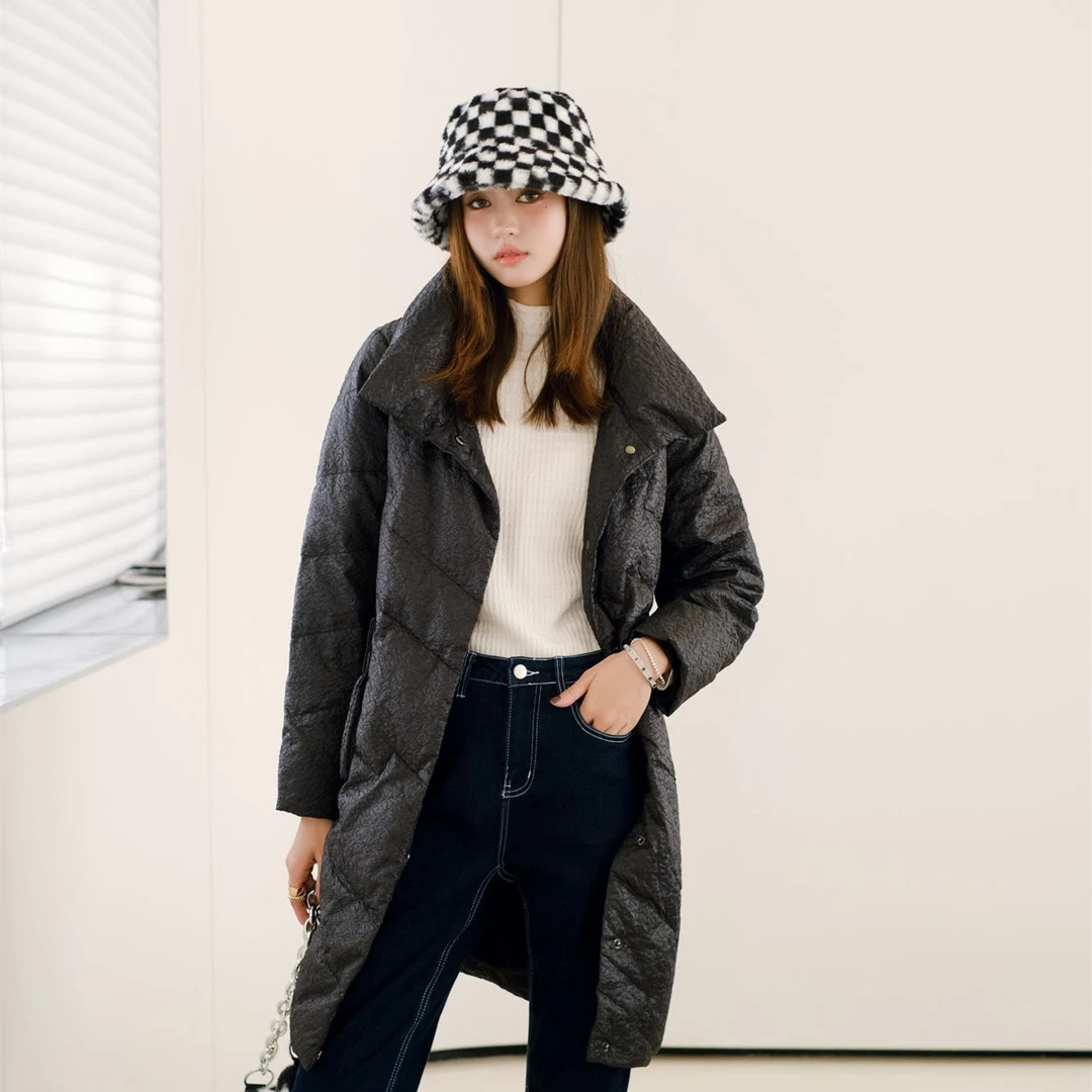 【重百专属】RB 连帽秋冬时尚保暖加厚冬季中长款羽绒服 RY21457830