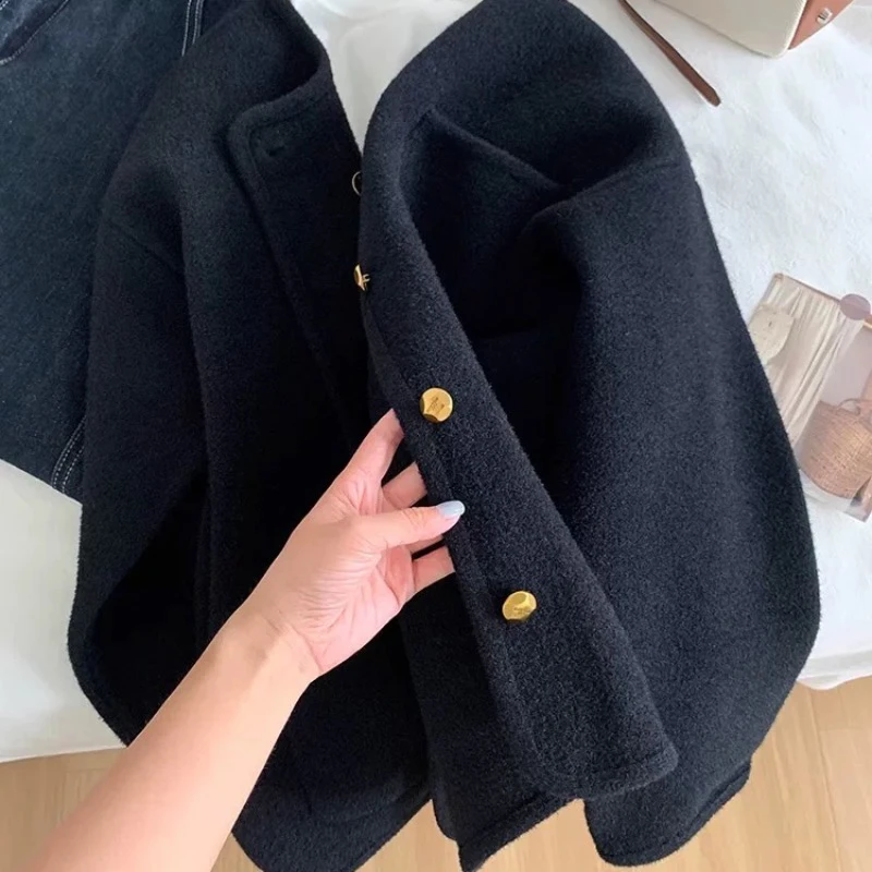 法式小香风短款毛呢外套女春季新款宽松高级感小个子气质开衫上衣