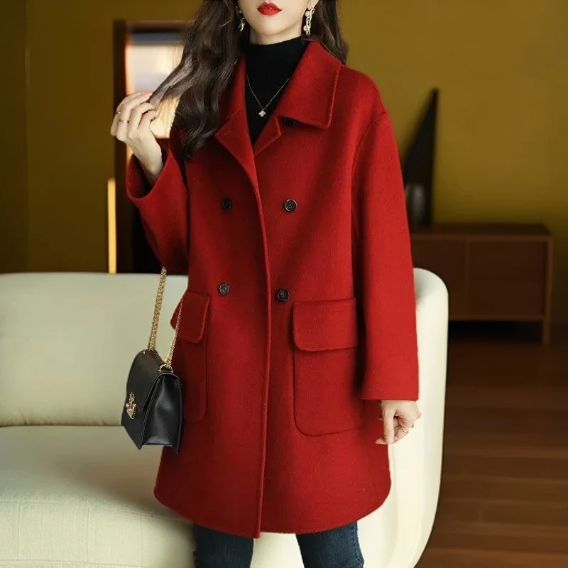 高级感中长款洋气毛呢外套女秋冬新款时尚宽松显瘦气质呢子大衣