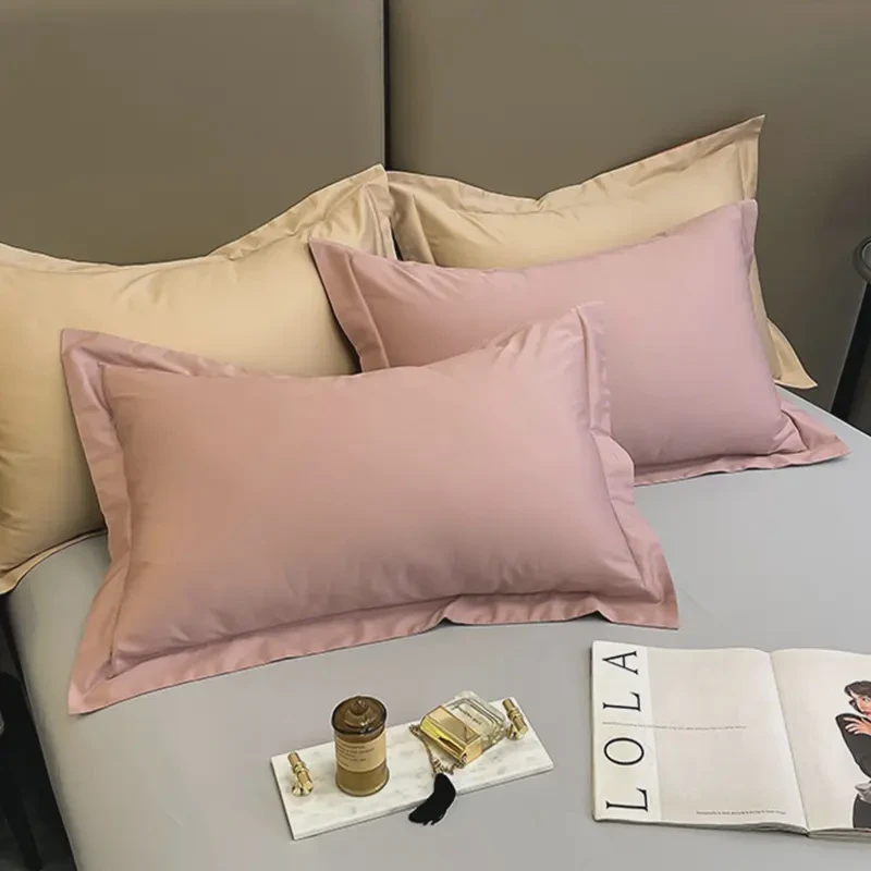 【枕套一对】不挑颜色随机发货 纯棉贡缎宽边枕套高端轻奢简约