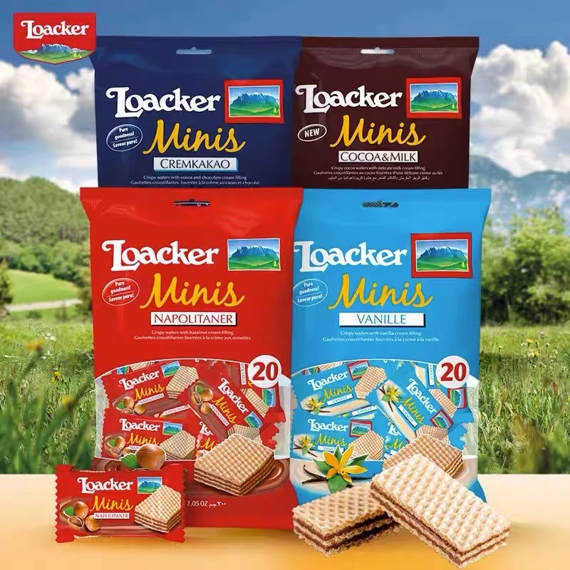 意大利进口Loacker莱家迷你威化饼干便携分享装香草榛子巧克力