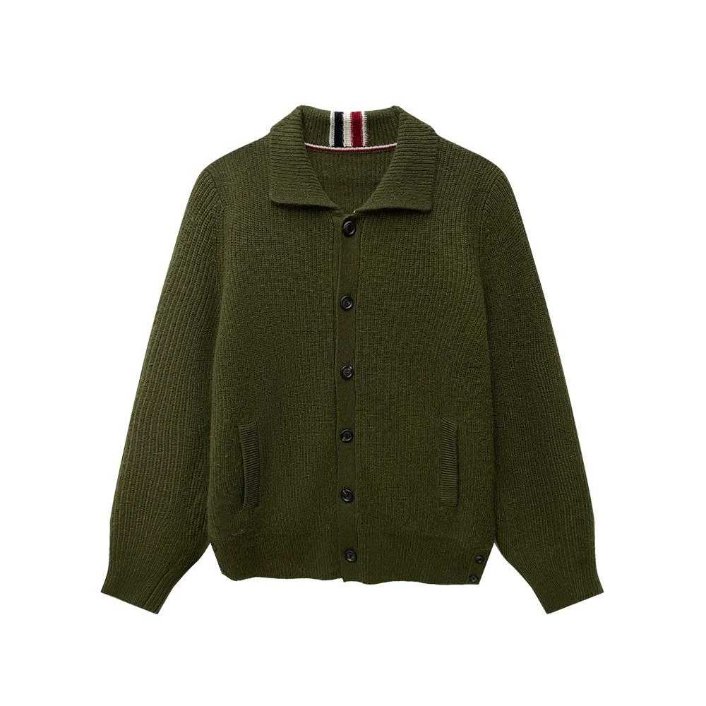 Dite迪特24秋冬男士纽扣门襟时尚潮流百搭翻领羊绒羊毛开衫外套