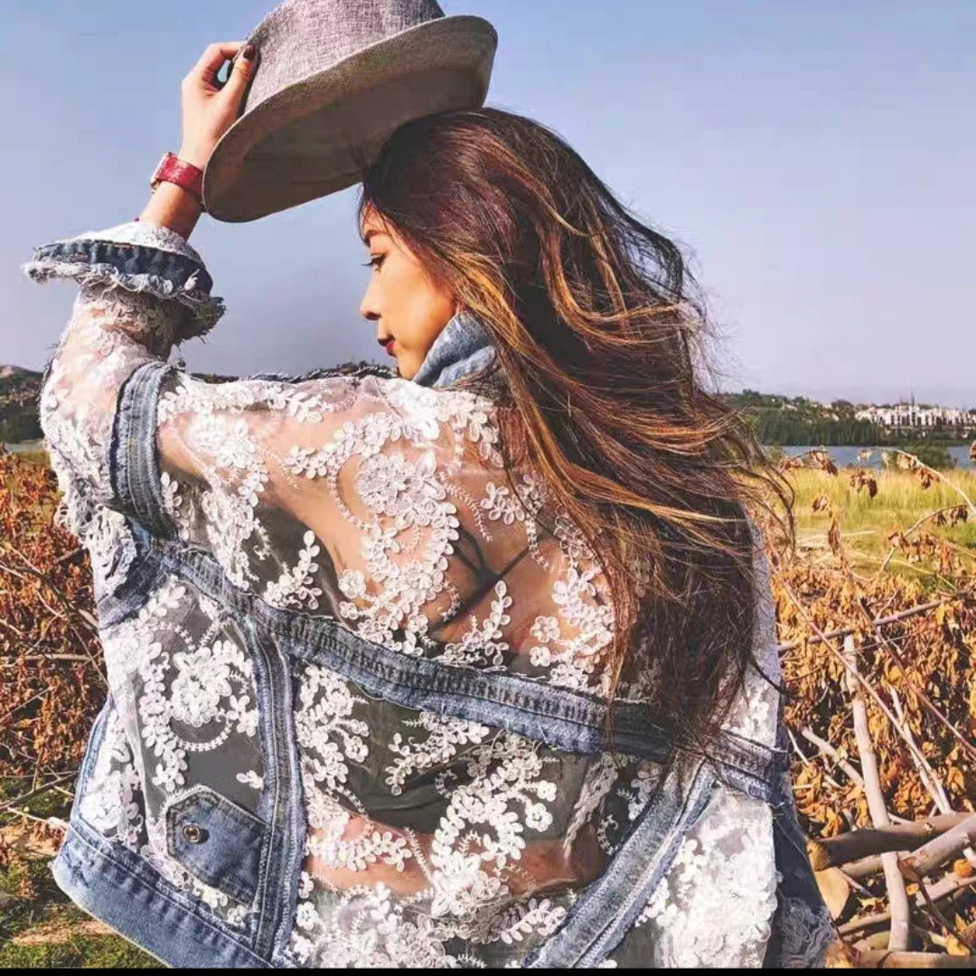 指定链接短款牛仔外套女孤品微瑕疵款潮欧美复古破洞