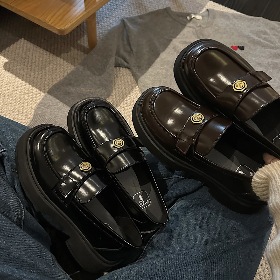 TS/TS休闲鞋女2024年厚底粗跟学院风金属扣一脚蹬乐福鞋MTB47183