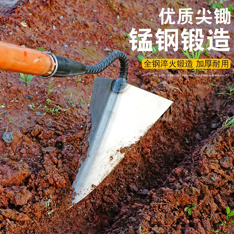 农用锰钢加厚开沟锄大号特大号三角尖锄开沟起垄种菜施肥松土型地
