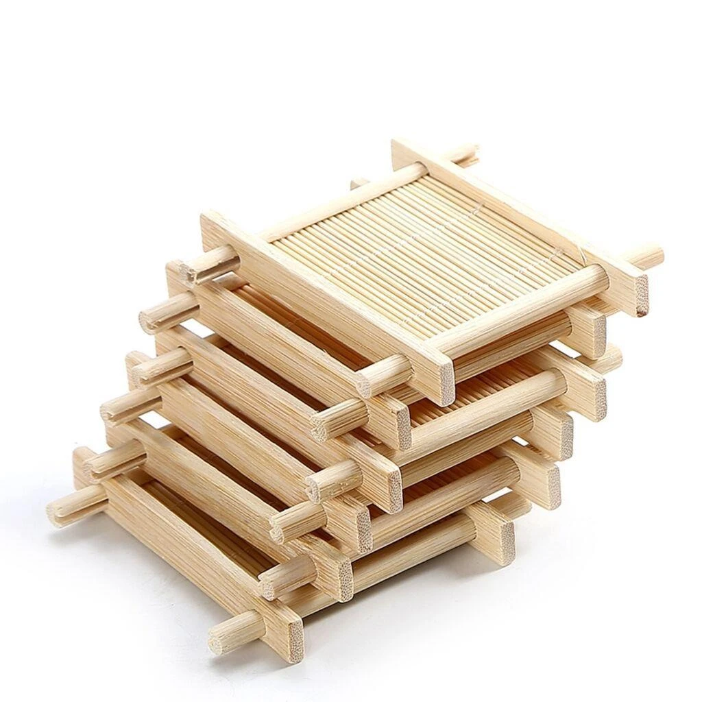 方形竹制井字杯垫隔热垫防烫家用功夫茶具日式茶道配件垫子茶杯