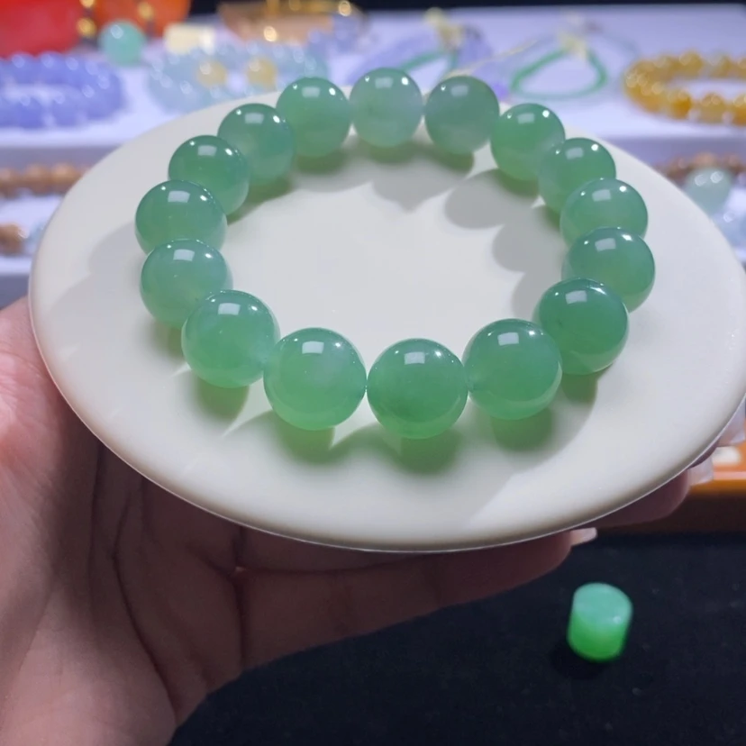 【闪购商品】翡翠手串未镶嵌冰油阳绿手串卡13+