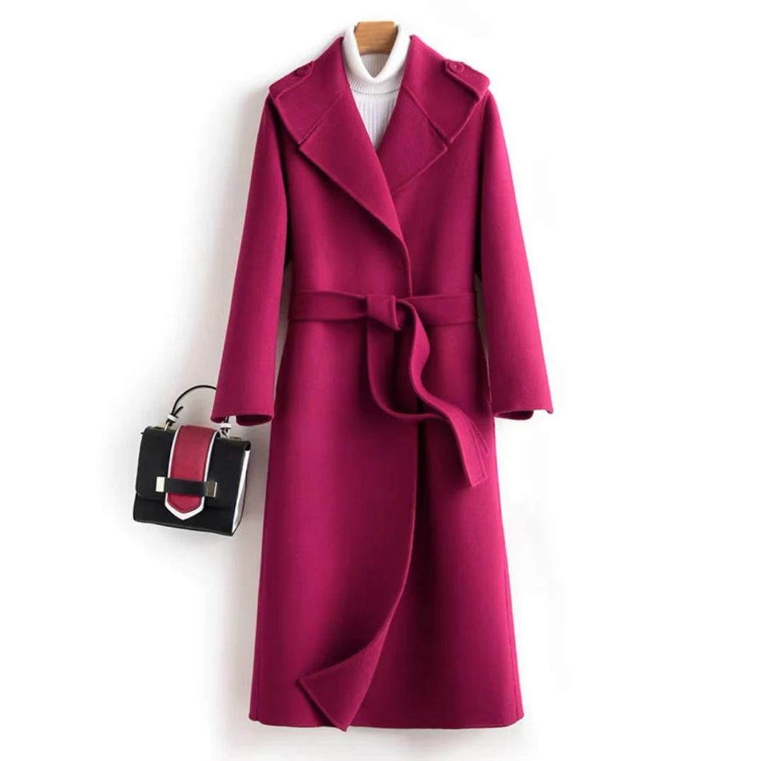 【高端女装】2024新款中长款气质显瘦羊毛大衣HJ-1195