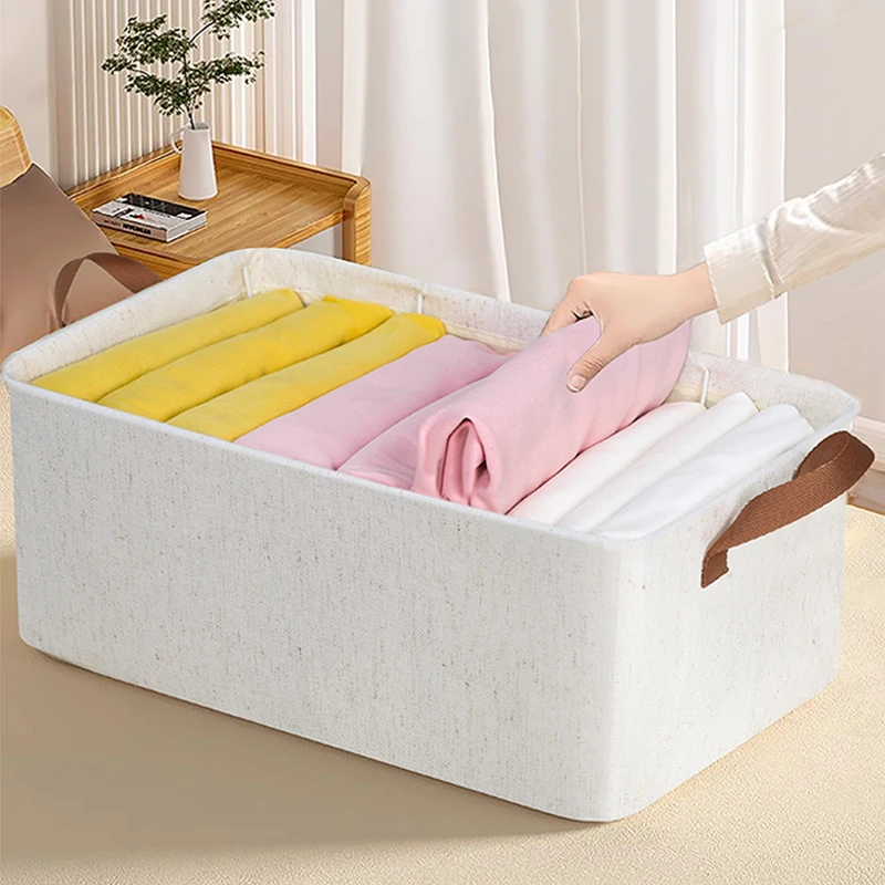 【雪麻】天山棉麻2钢架布艺收纳框可折叠家用衣物收纳大容量收纳盒