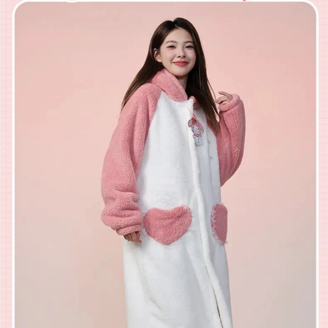 A546#长款棉浴袍睡衣家居服（上衣+裤子）