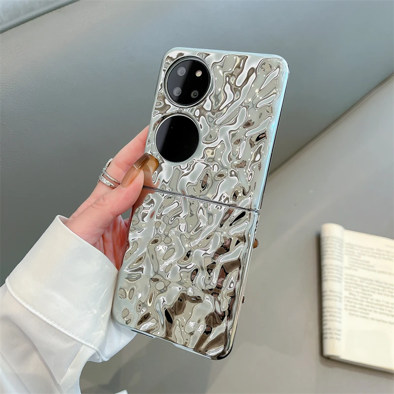 个性电镀褶皱华为p50pocket手机壳pocket s折叠屏pocket 2保护套