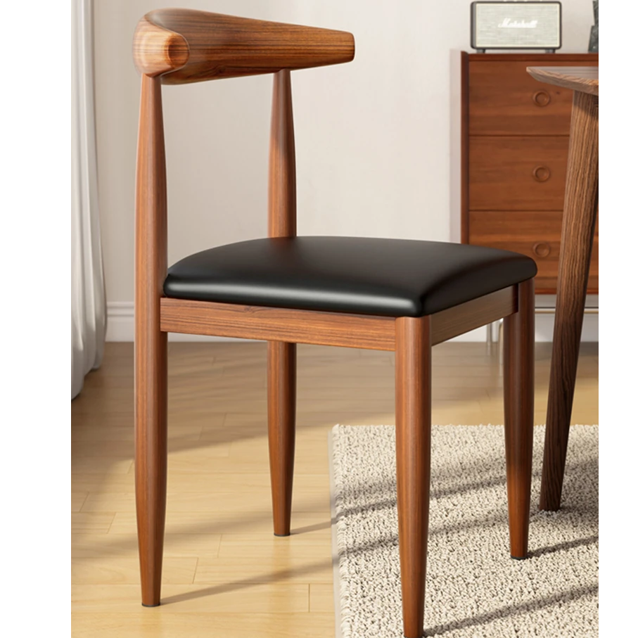 餐椅家用餐厅椅子餐桌牛角椅仿实木现代简约铁艺休闲书桌凳子靠背