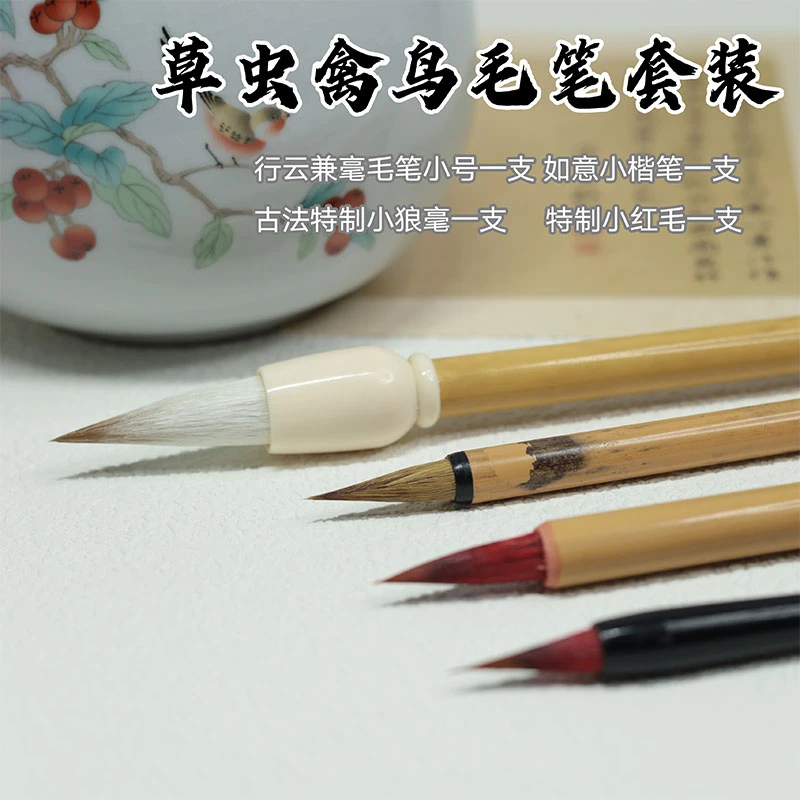 草虫禽鸟毛笔套装丨花鸟山水蝴蝶翎毛专业绘画书法用笔 老师同款