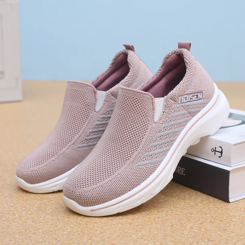 意迪森2024春季舒适防滑软底中老年健步鞋轻便休闲透气休鞋女单鞋