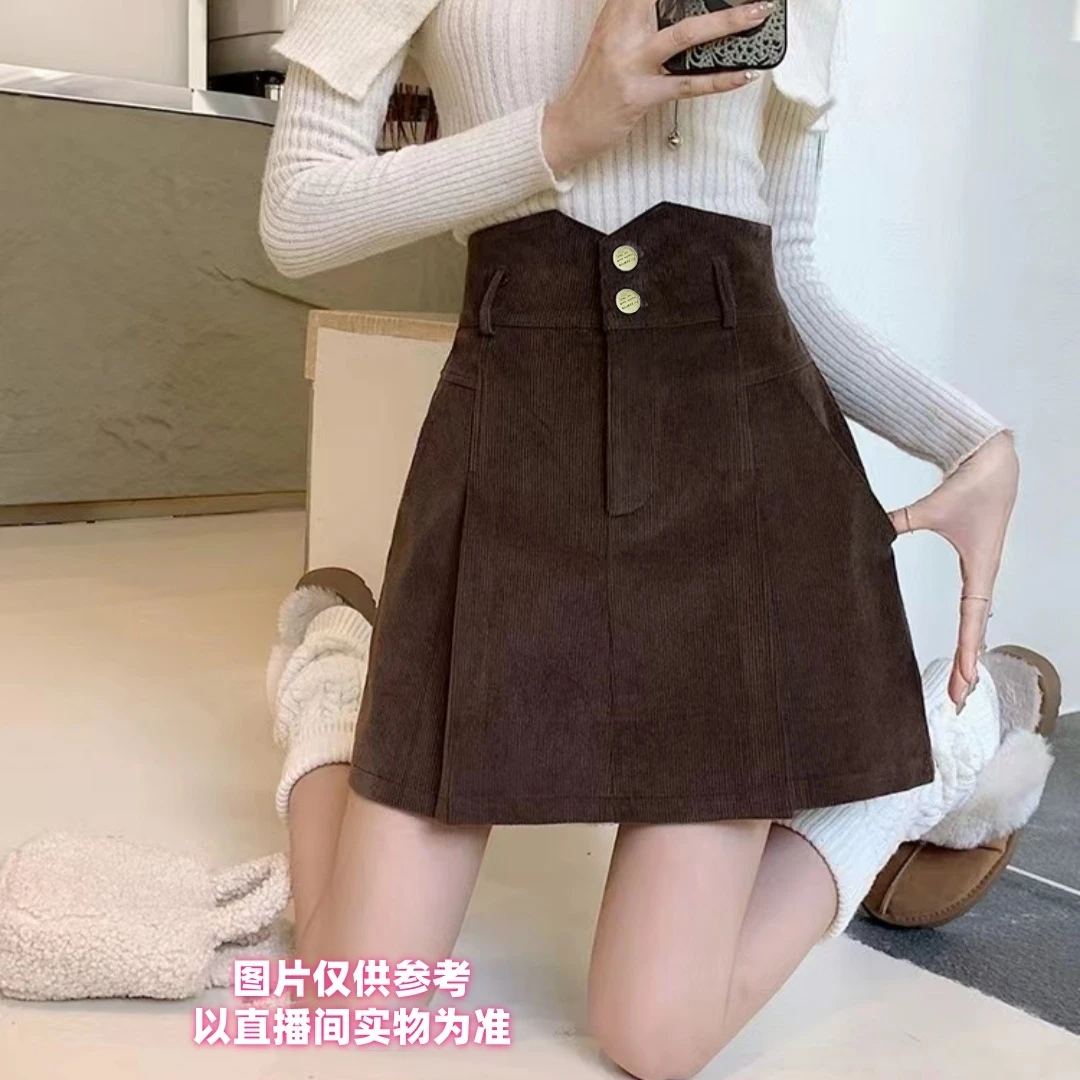 胖汐****不规则腰半压褶短裙防走光设计感百搭中高腰显瘦遮肉显瘦