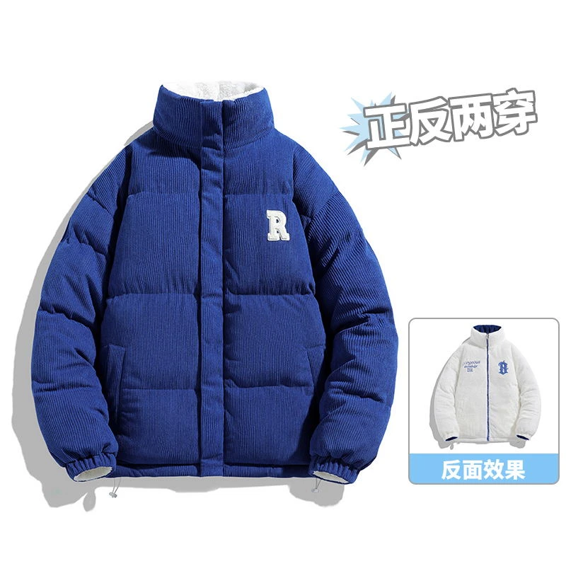 5301七型男女同款棉衣2023秋冬保暖加厚双面穿时尚加绒立领棉衣