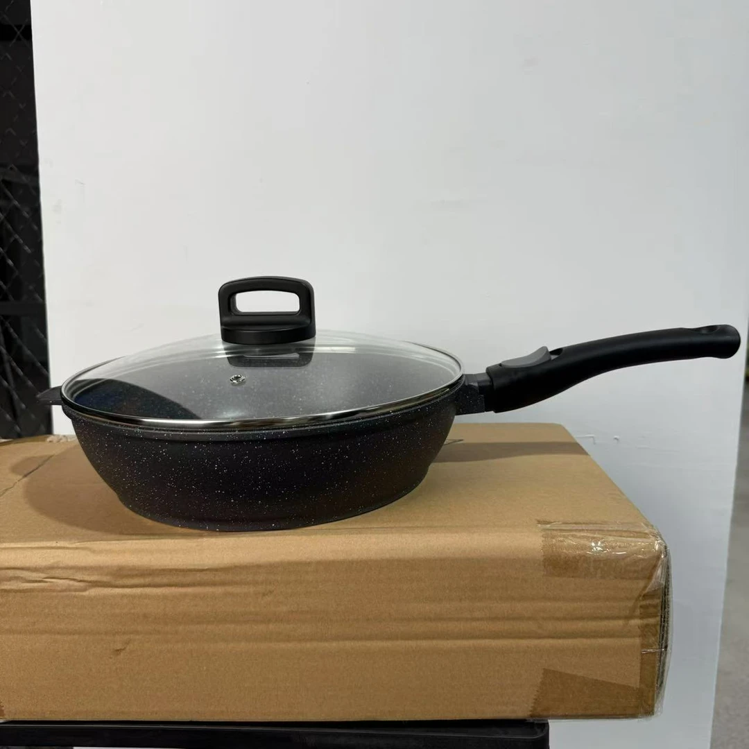 GZ美版28带盖麦饭石不粘煎炒一体锅深煎锅