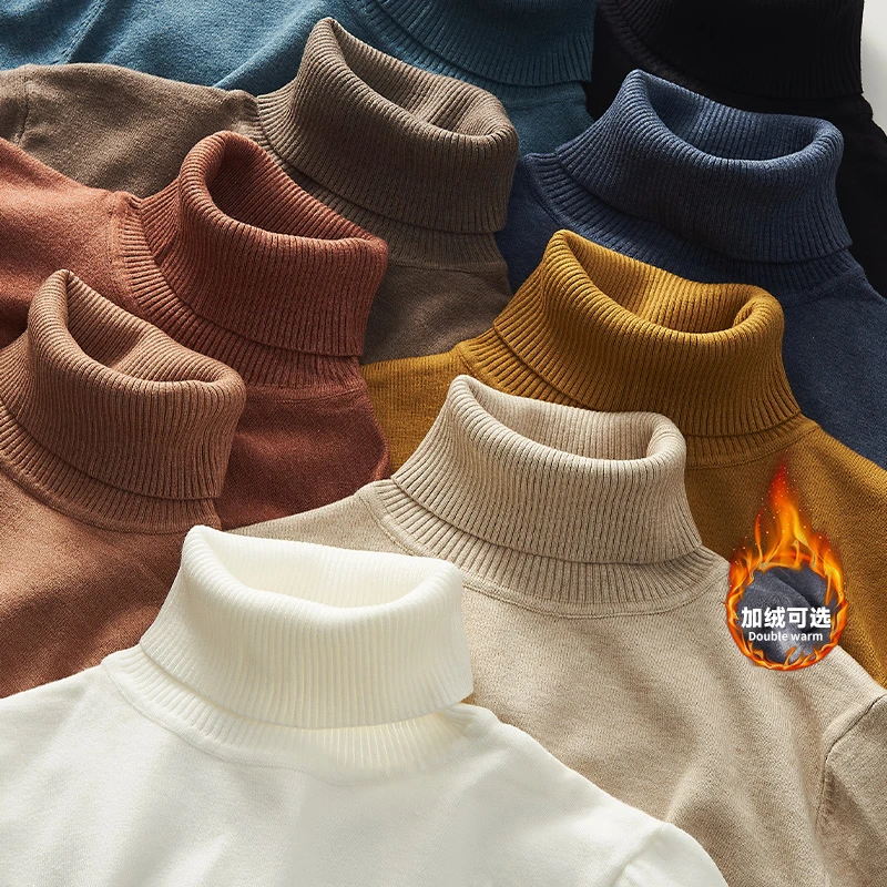 毛衣加绒男士高领毛衣秋冬季加厚打底衫针织保暖内搭RZ9920